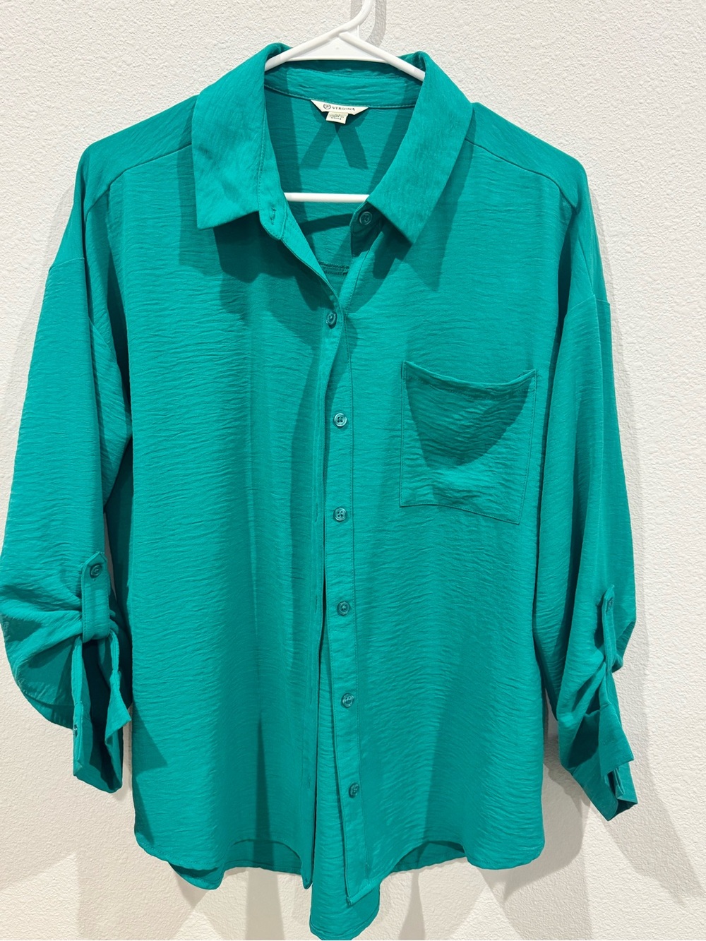 Versona Teal Button-Down Pocket Shirt
